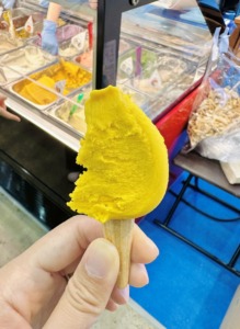 幕張メッセ開催の農業weekでもらった試食のかぼちゃジェラート