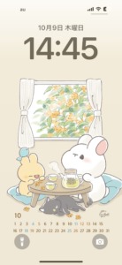 イラストレーターのくぅもんせさん作　10月の壁紙カレンダー
